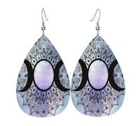 Earring The Triple Moon Goddess Wiccan Pentagram Symbol Drop Leather Earrings Lightweight Leather Earrings Novelty Women Earring For Party Decorations Girl