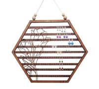 Earring Walls Display Organizer - Wooden Jewelry Holder Hanging Rack, Moon Hexagon Wall Decor | Mounted Earring Storage Organizer for Women Girls, Bedroom Gift Idea, Jewelry Storage Wall Decoration