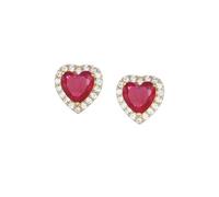 Earrings 925 Silver Valentine's Day Collection 2024 Zirconia Red Heart Cut Zirconia White Gold 8 mm Sterling Silver Zircon