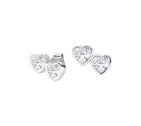 Earrings 925 Silver Valentine's Day Collection 2024 Zirconia White Rhodium Plated 1 x 0.5 cm Sterling Silver Zircon