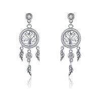 earrings, 925 Sterling Silver Dream Catcher Dangle s Zircon Fashion Drop Feather For Women Wedding Luxury Jewelry Gifts(Fie457)