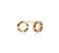 Earrings Biella Uno Piccolo - 925 Sterling Silver with 18k Gold Plating and Multicoloured Zirconia