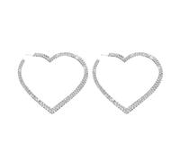 Earrings Big Heart Crystal Hoop Rhinestones Bridal Drop Dangle New Years Eve