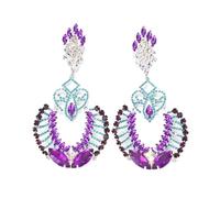 Earrings Catwalk Show Exaggerated Personality Flash Rhinestone Earrings(Silver)