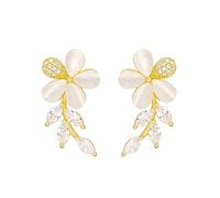 Earrings Earrings Classic Opal Flower Zircon Tassel Golden Dangle Earrings for Woman Fashion Jewelry Party Luxury Elegant Dangle Hoop