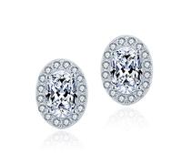 Earrings End of Line Clearance,AAA Silver Sparkling White Crystal in Rhodium overlay Sterling Silver (Style 4)