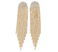 Earrings European And American Super Flash Rhinestone Long Tassel Earrings Elegant Evening Party(Gold)