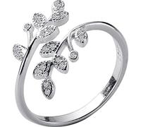 Earrings for Ladies Adjustable Ring Women, S925 Sterling metal Leaf Inlaid Cubic Zirconia Fashion Adjustable Open Knuckle Tail Ring Finger