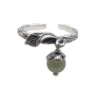 Earrings for Ladies Adjustable Ring Women, S925 Sterling metal Retro Creative Branches Beaded Flowers Adjustable Open Knuckle Tail Ring Finger Joint