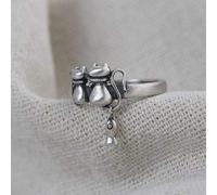 Earrings for Ladies Adjustable Ring Women, S925 Sterling metal Retro Distressed Cat Animal Fish Cute Adjustable Open Knuckle Tail Ring Finger