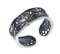 Earrings for Ladies Adjustable Ring Women, S925 Sterling metal Retro Distressed Hollow Bud Nation Open Knuckle Tail Finger