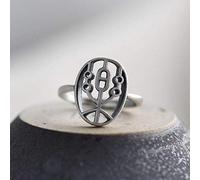 Earrings for Ladies Adjustable Ring Women, S925 Sterling metal Retro Distressed Hollow Chinese Characters Happy Adjustable Open Knuckle Tail Ring Finger