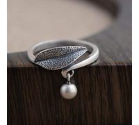 Earrings for Ladies Adjustable Ring Women, S925 Sterling metal Retro Distressed Leaf Small Nation Adjustable Open Knuckle Tail Ring Finger