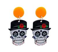 Earrings for Multiple Ear Piercings Set America Pumpkin Acrylic Earrings Halloween1 Pack for Women (A, 5. 5cm)