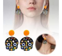 Earrings for Multiple Ear Piercings Set America Pumpkin Acrylic Earrings Halloween1 Pack for Women (B, 5. 5cm)