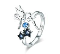 Earrings for Women 925 Sterling metal Ring Fairy with Star Luminous Finger Ring for Women Adjustable Open Ring Birthday