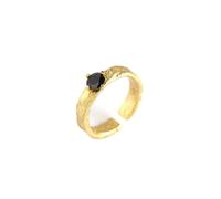 Earrings for Women Adjustable Ring Women, S925 Sterling Silver Gold Creative Irregular Tin Foil Paper Pattern Inlaid Black Zirconia Fashion Adjustable Open Knuckle Tail Ring Finger