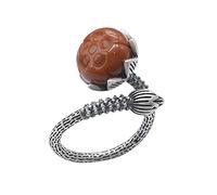 Earrings for women adjustable ring women, S925 Sterling Silver Retro Distressed Southern Red Agate Stone Lotus Bud Ethnic Adjustable Open Knuckle Tail Ring Finger Joint Toe Ring Jewelry