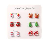 Earrings For Women Christmas Tree Snowflake Santa, Jewelry Earring Set From To Saturday，The A Friend Girls Clip on (G, One Size)