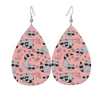 Earrings For Women Cute Cartoon Racoon Lightweight Faux Leather Earrings Durable Leather Earring For Married Beach Festival