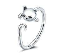 Earrings for Women??Cute Cat Rings Simple S925 Sterling metal Finger Rings for Women Adjustable Ring Fashion Jewelry Size 6 8