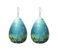 Earrings For Women Direct Sunlight On The Seabed Lightweight Teardrop Faux Leather Earrings Luxurious Pierced Earring For Party Married Beach