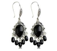 Earrings for Women, Earring Retro Earring Synthetic Garnet Tassel Woman Earrings blacksagate