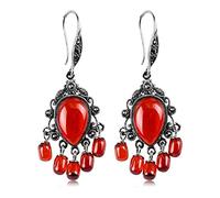 Earrings for Women, Earring Retro Earring Synthetic Garnet Tassel Woman Earrings blacksagate