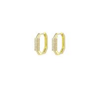 Earrings for Women, Earrings Cubic Zirconia Hoops Gold Simple Geometric Style Paved with Zirconia for Lesbian Engagement Jewelry Upgrade