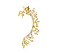 Earrings for Women Easter St Patrck Day Contracted Show Temperament Delicate Full Diamond Zircon Earrings Women Ear Cuff 1Pc Vintage Leaf Curved Full Rhinestone Ear Cuff Clip On (Gold, One Size)