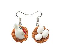 Earrings for Women Easter Valentine's Day Children's Fun Creative Simulation Cartoon Earrings Personality Funny Chicken Egg Stereoscopic Cute Children's and Girls' Valentines Day (A, One Size)