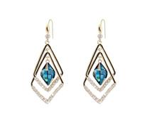 Earrings for Women Elegant Red Double Layer Shaped Geometric Earrings Versatile Red Earrings Owl Stud Earrings (Blue, One Size)