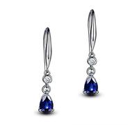 Earrings for Women,Fashion Drop Hoop Earring 925 Sterling Silver Water Drop Shape Sapphire Amethyst Zircon Vintage Exquisite Hook Pierced Dangle Earings for Women Wedding Valentine Jewellery Gift ,B