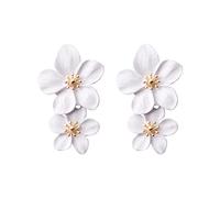 Earrings for Women Fashion New Earrings European And Personality Trend Color Double Layer Flower Studs Sweet Earth for Women (D # 2, One Size)