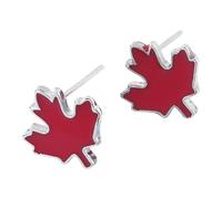 Earrings for Women Girls Canadian Maple Leaf Earrings Canadian Flag For Women Girls Boys Silver Maple Leaf Piercing Stud That You Can Sleep in (A-Red, 1. 2X1. 2cm)