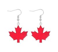 Earrings for Women Girls Maple Leaf Dangle Earrings Fall Leaves Jewelry Autumn Red Maple Leaf Jewelry Canadian Leaves Rose Studs (2-Red, 4. 4cm)