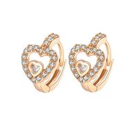 Earrings For Women Gold 14K, Yellow Gold Hoop Earrings for Women Hoop and Heart Shape with Moissanite