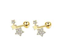 Earrings For Women Gold 14K, Yellow Gold Stud Earrings for Women Star Shaped with Moissanite
