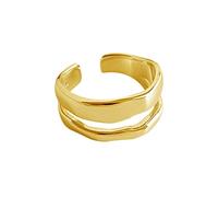 Earrings for Women Ladies S925 Sterling Silver Ring Fresh Double Layer Personality Sweet Wave Fashion Female Size Adjustable Opening Rings Gifts Gold