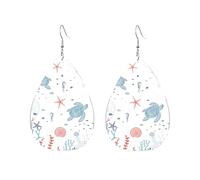 Earrings For Women Ocean Sea Turtle And Red Seashell Durable Dangle Hoop Earrings Trendy Holiday Earring For Women Accessories Daily Wear