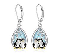 Earrings for Women Panda Elephant Bee Penguin Butterfly Octopus Black Cat Cardinal Moonstone Sterling Silver Hanging Leverback Jewelry Mother's Day Christmas, Cubic Zirconia, Cubic Zirconia