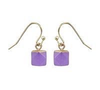 Earrings For Women,Purple Jade Drop Earrings With Faceted Cube Pendant Dangle Hook Earrings Gemstone Earrings Crystal Reiki Dainty Chakra Jewelry Gift For Girls Mother Wife