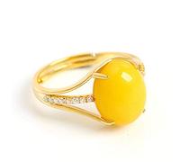Earrings for women Ring ladies S925 Sterling Silver Rings For Women Fine Natural Yellow Amber Ring Adjustable Size Wedding Gift Gifts