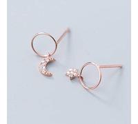 Earrings for Women, s925 Earrings Korean Fashion Diamond Star Moon Earrings Temperament Personality Ring Rose