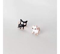 Earrings for Women, S925 Korean Fashion Personality Black And White Cat Earrings Funny Cute Animal Earrings rose