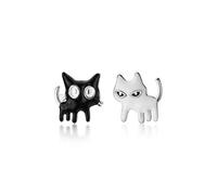 Earrings for Women, S925 Korean Fashion Personality Black And White Cat Earrings Funny Cute Animal Earrings rose