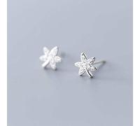 Earrings for Women, S925 White Mushroom Nail Female Korean Simple Literary Mori Maple Leaf Diamond Fashion Earrings Rose
