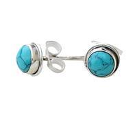 Earrings for Women Simulation Turquoise Stone Stud Post Earrings Silver Gemstone Earring 8 Mm Round Girls Women Gift Earth for (Mint Green # 1, One Size)