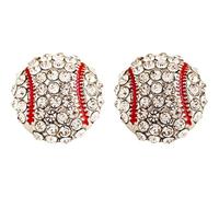 Earrings for Women Sport Stud Earrings Cute Rugby Shiny Crystal Sport Stud Sports Baseball Basketball Baseball Basketball Soccer For (D-2, 1. 5cm)