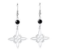 Earrings for Women Stainless Steel Black Birthstone Witches Knot Triple Moon Celtic Knot Drop Dangle Earrings Wicca Pagans Jewelry, Stainless Steel, No Gemstone